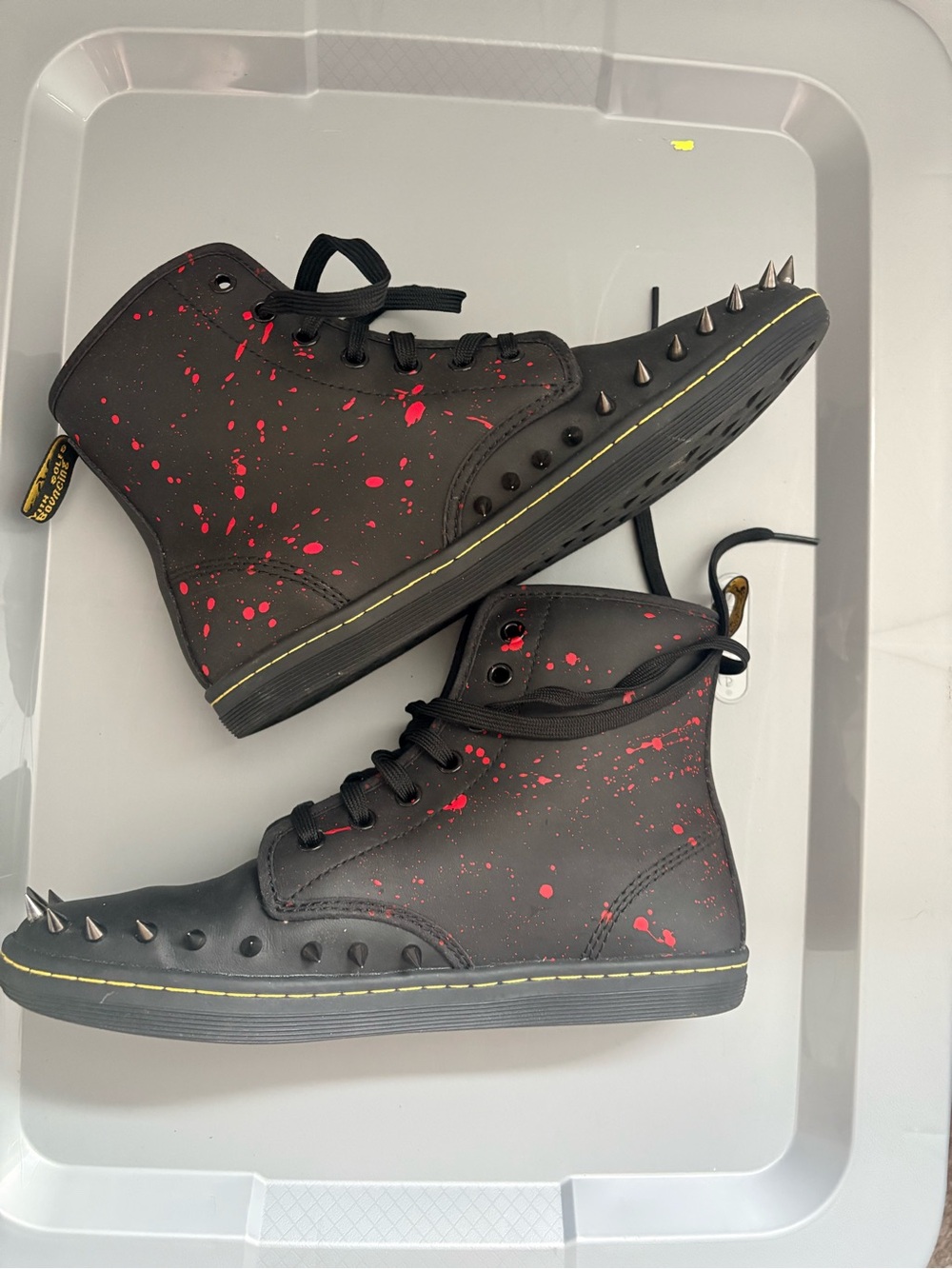Custom Dr. Martens with Red Paint-Splatter and Spikes - Picture 4 of 10
